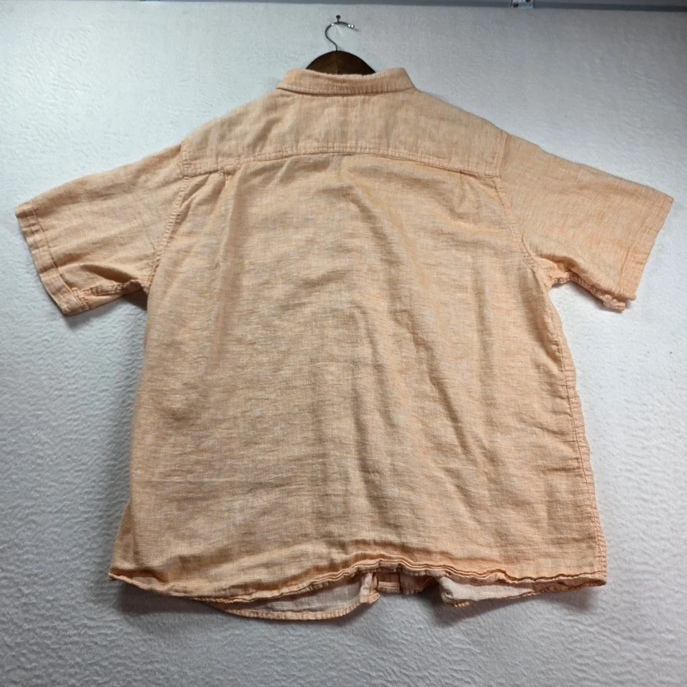 Weatherproof Vintage Shirt Mens XXL Orange Linen Blend‎ Short Sleeve Stripe